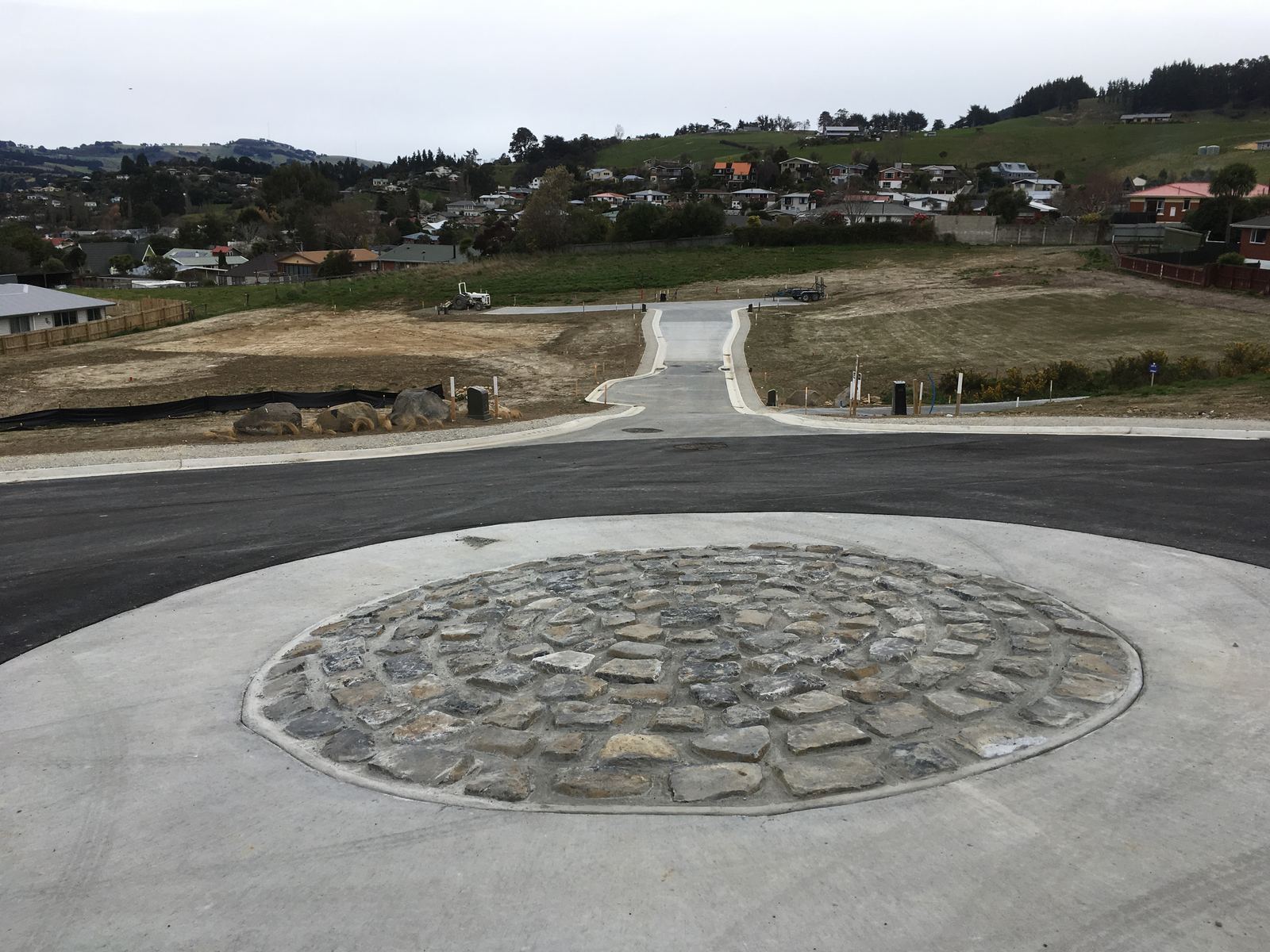 A completed subdivision road