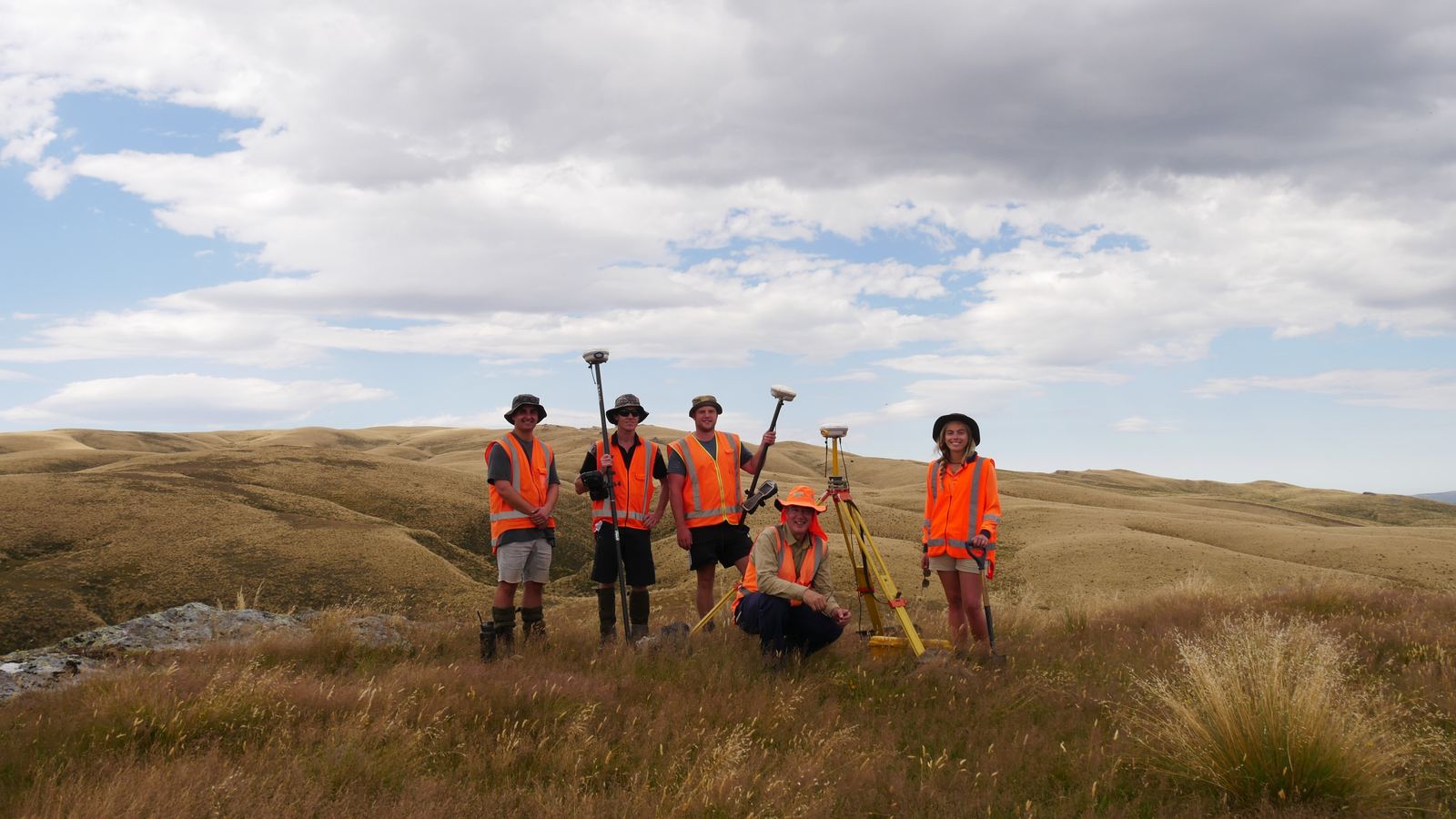 The team out in high-country terrain
